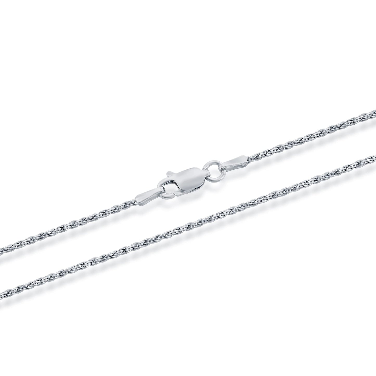 MAZZERI Rhodium Plated 925 Sterling Silver 1.3mm, 1.6mm, 2mm, 3mm Italian Rope Chain Necklace 16" - 24"