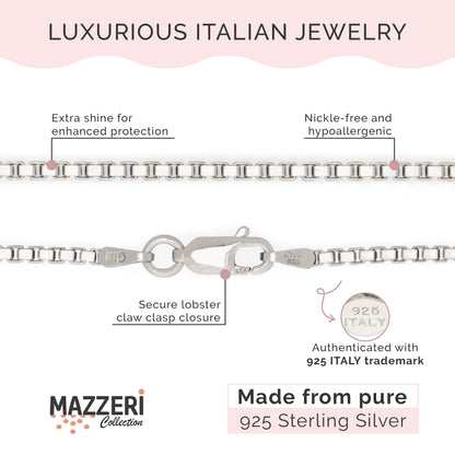 .925 Sterling Silver 1mm & 1.6mm Italian Box Chain Necklace For Women And Men 16" - 24"