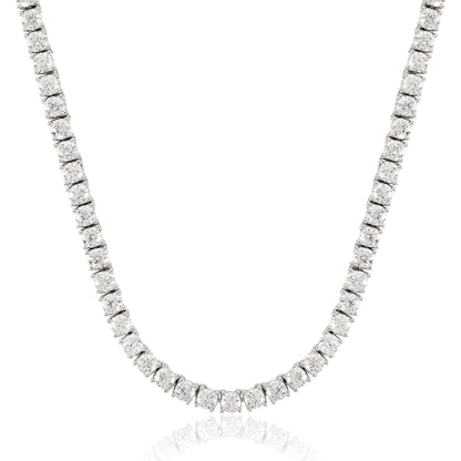 MAZZERI 3.0mm Round Cubic Zirconia Tennis Necklace For Woman And Men - White Gold Plated Hypoallergenic Faux Diamond Chain Necklace