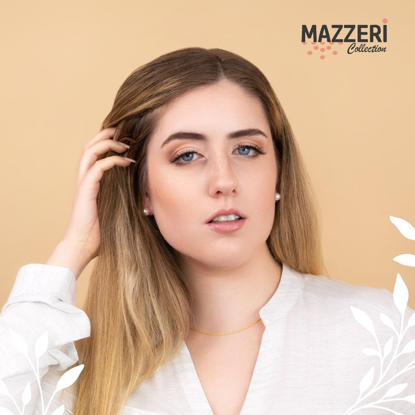 MAZZERI Solid 14k Gold Freshwater Button Pearl Stud Earrings for Women, Hypoallergenic Butterfly Pushback Studs