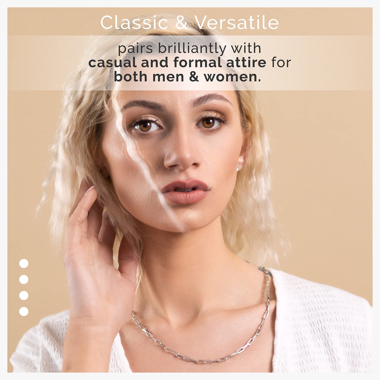 MAZZERI Rhodium Plated 925 Sterling Silver 3.5mm Paperclip Chain for Men and Women