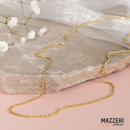 MAZZERI Solid Gold Plated Sterling Silver Italian 1.6mm Diamond-Cut Braided Rope Chain Necklace for Men Women, 925 Sterling Silver Made in Italy