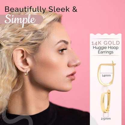 14K Gold Classic Huggie Hoop Earrings