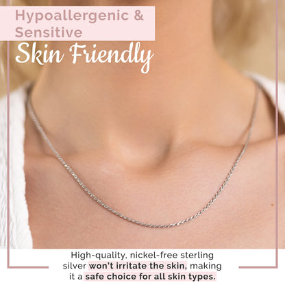 MAZZERI Rhodium Plated 925 Sterling Silver 1.3mm, 1.6mm, 2mm, 3mm Italian Rope Chain Necklace 16" - 24"