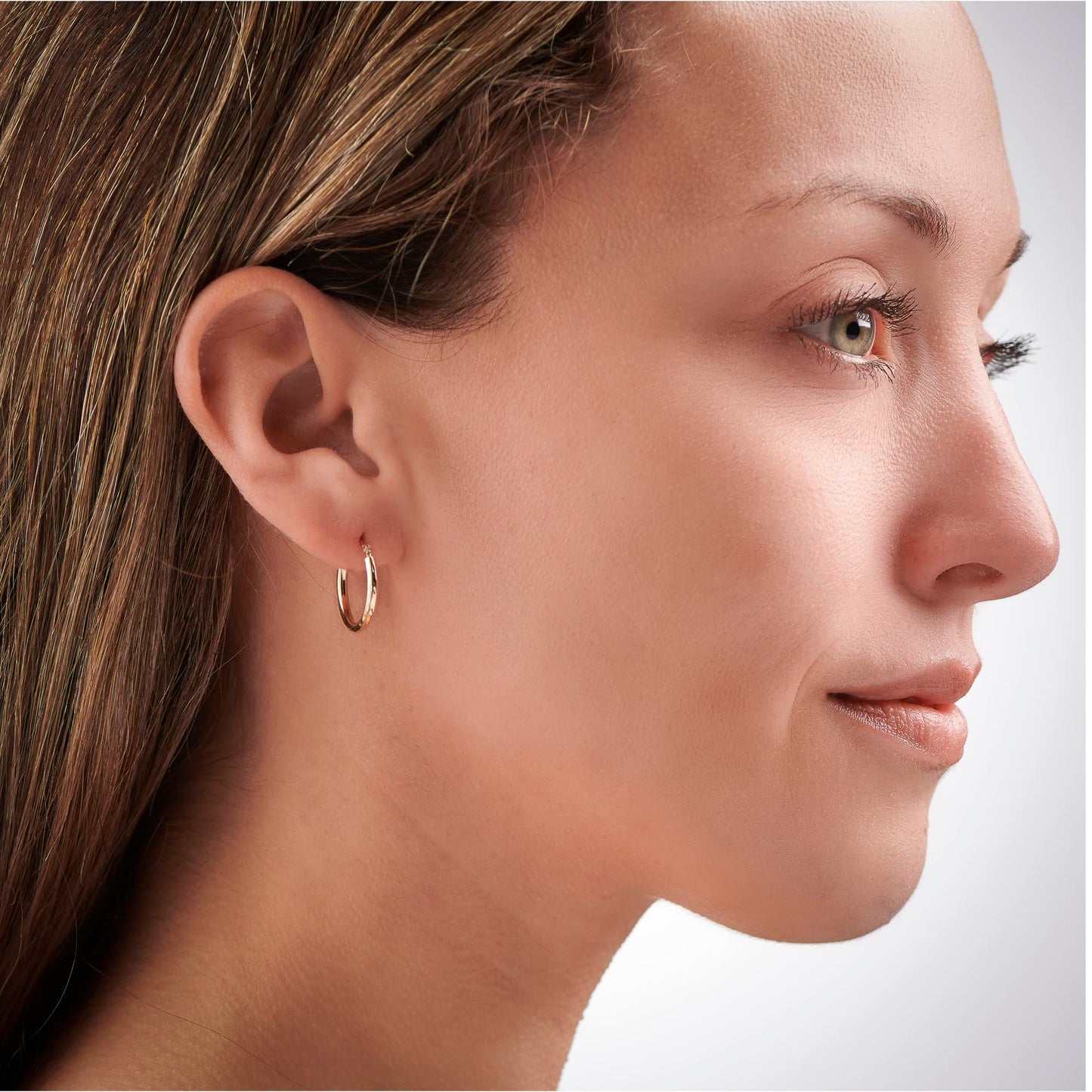 14k Gold Hoop Earrings, 2-mm Thick, Hypoallergenic, - Classic Diamond-cut Design