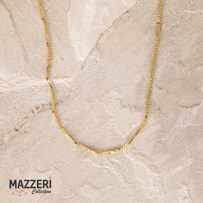 MAZZERI Gold Plated 925 Sterling Silver 1mm & 1.6mm Italian Box Chain Necklace 16" - 24"