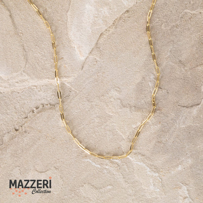 MAZZERI Solid Gold Plated Sterling Silver Italian 2.5 Paperclip Chain Necklace for Men Women, 925 Sterling Silver Made in Italy