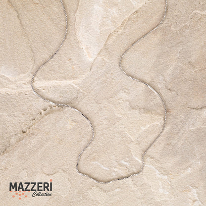 MAZZERI Rhodium Plated 925 Sterling Silver 1mm & 1.6mm Italian Box Chain Necklace 16" - 24"